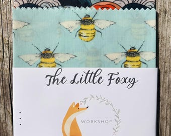 100% Organic Natural Set of 2 Beeswax food wraps size (30x30 each)