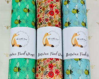 100% Natural Beeswax food Wraps -Choose Wrap Size - Set - Keep wrap tube- Roll, Eco Friendly gifts