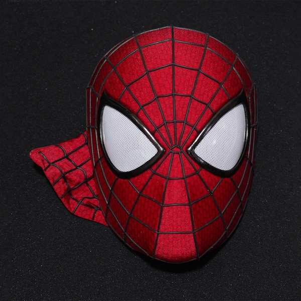 Increíble máscara de Spider-Man, réplica hecha a mano de accesorios de película portátil de Spider-Man, increíble máscara de juego de rol de Spider-Man (incluye máscara y lentes).