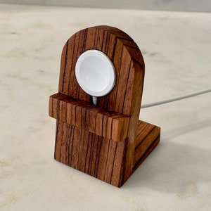 Wood Apple Watch Charging Stand Dock - iWatch Charger Docking Station - Apple Watch Stand Nightstand Holder (MagSafe Charger not included)