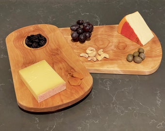 Juego de tablas de charcutería de diseño moderno con asas y plato nido - Tabla de vino y queso - Juego de bandejas para servir - Tabla de cortar