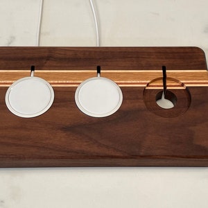 iPhone MagSafe Triple Charger Tray - Qi Wireless Charger Stand (MagSafe Charger not included) - Apple Charger Station