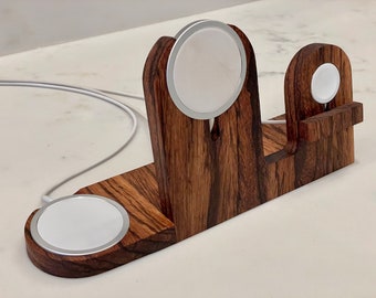 Soporte de carga MagSafe para iPhone 12/13/14/15/16 y Apple Watch con soporte plano para AirPods o segundo teléfono (cargadores MagSafe no incluidos)