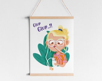 Children's poster "Glup Glup" / Print sheet / Decorative children's sheet / Children's poster / Colorful decoration for children's room