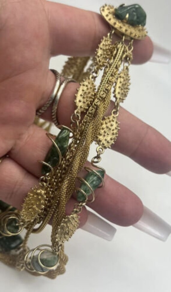 Vintage VENDOME Rare Faux Jade Necklace Bracelet … - image 9