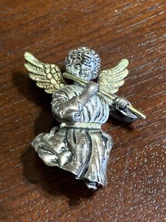 Vintage Silver & Gold Plated Estate Cherub Angel … - image 1