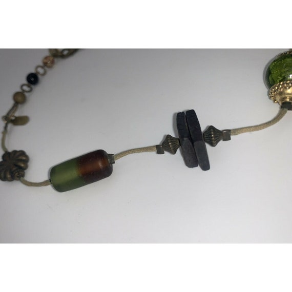 Treska Choker Necklace Art Glass Beads 17” Beaded… - image 5