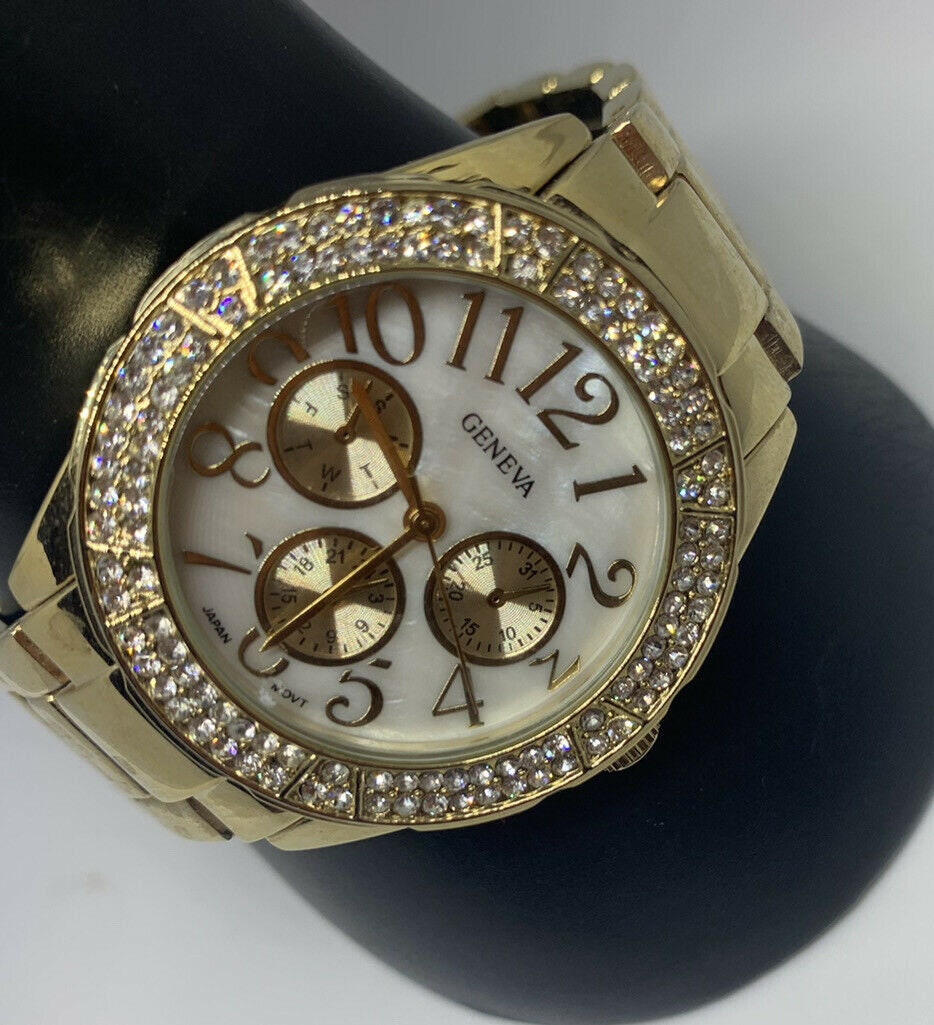 GENEVA Ladies GOLD Tone CHRONOGRAPH Wrist Watch Etsy Ireland