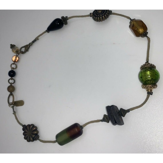 Treska Choker Necklace Art Glass Beads 17” Beaded… - image 4
