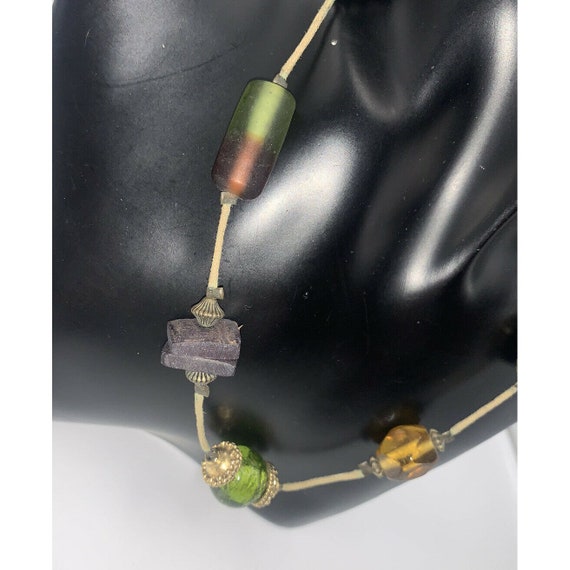 Treska Choker Necklace Art Glass Beads 17” Beaded… - image 3