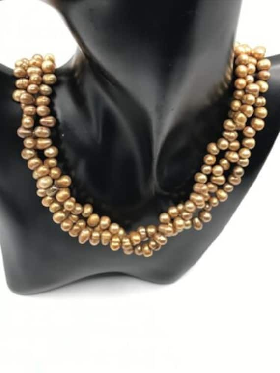 Vintage Baroque 9mm Golden Bronze 3-Strand Fresh … - image 1