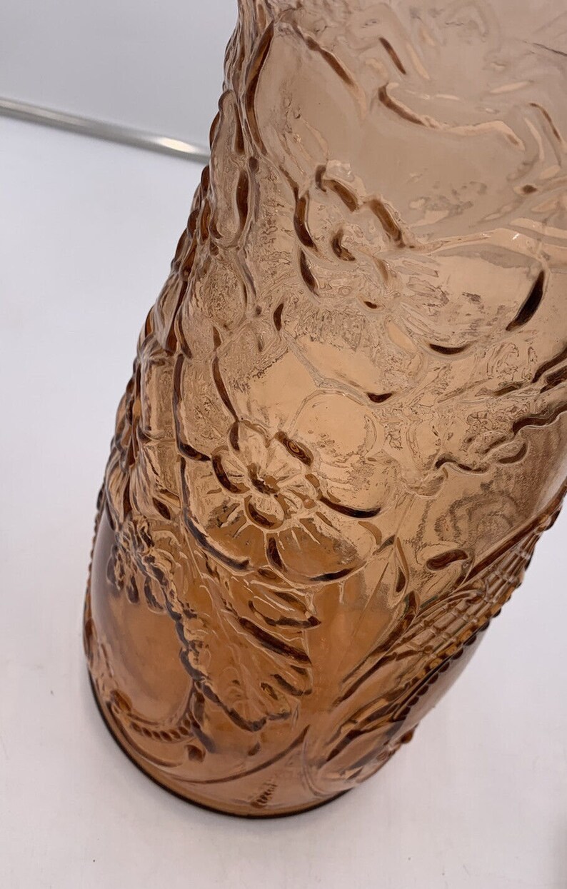 Tiara Exclusive Indiana Glass Floral Rose CORAL Floor Vase 15 RARE Etsy