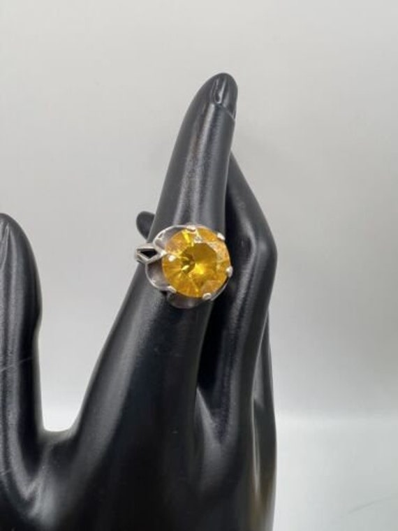 GENUINE 14mm Citrine Sterling Silver Ring MEXICO S