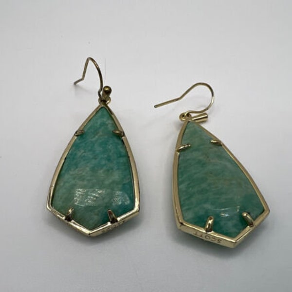 Kendra Scott Alex Teal Amazonite Gold Plated Statement Earrings