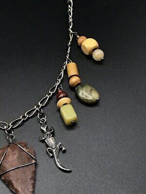 Agate Knapped Stone Arrowhead Necklace Pendant Na… - image 4