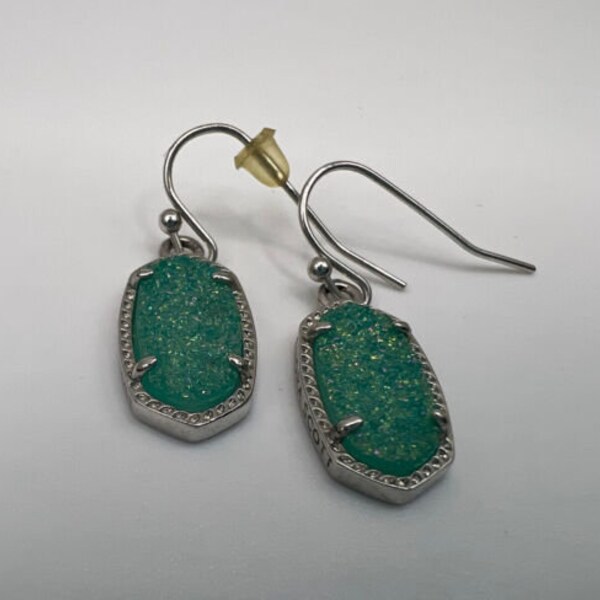 Kendra Scott Lee Earrings in Indigo Blue Drusy, Rhodium-Plated