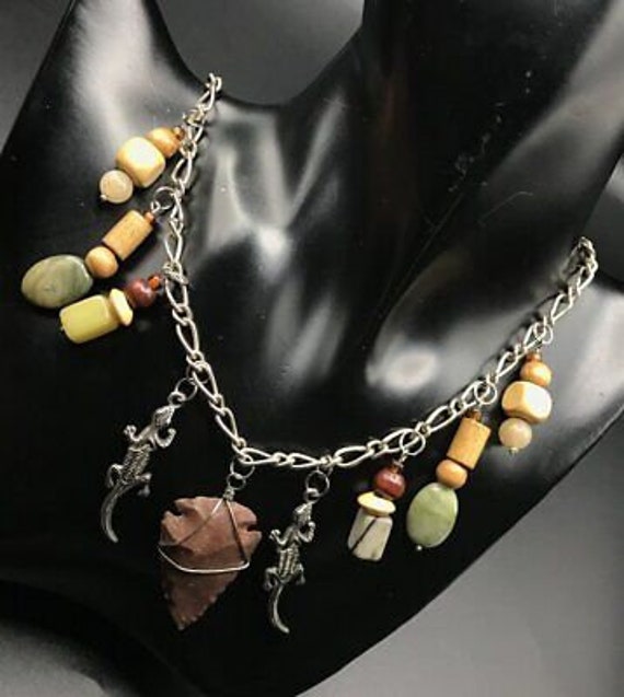 Agate Knapped Stone Arrowhead Necklace Pendant Na… - image 2