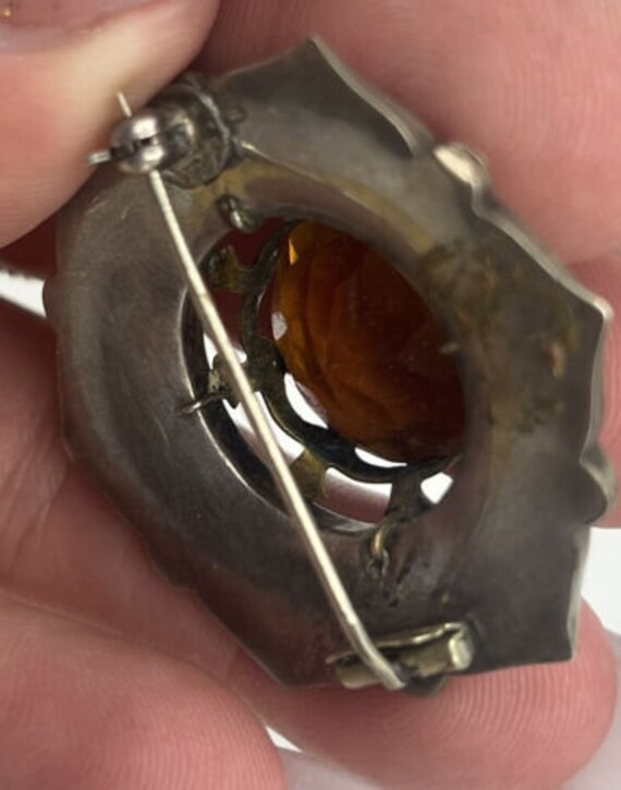 Antique Victorian Scottish Agate Amber Sterling S… - image 5