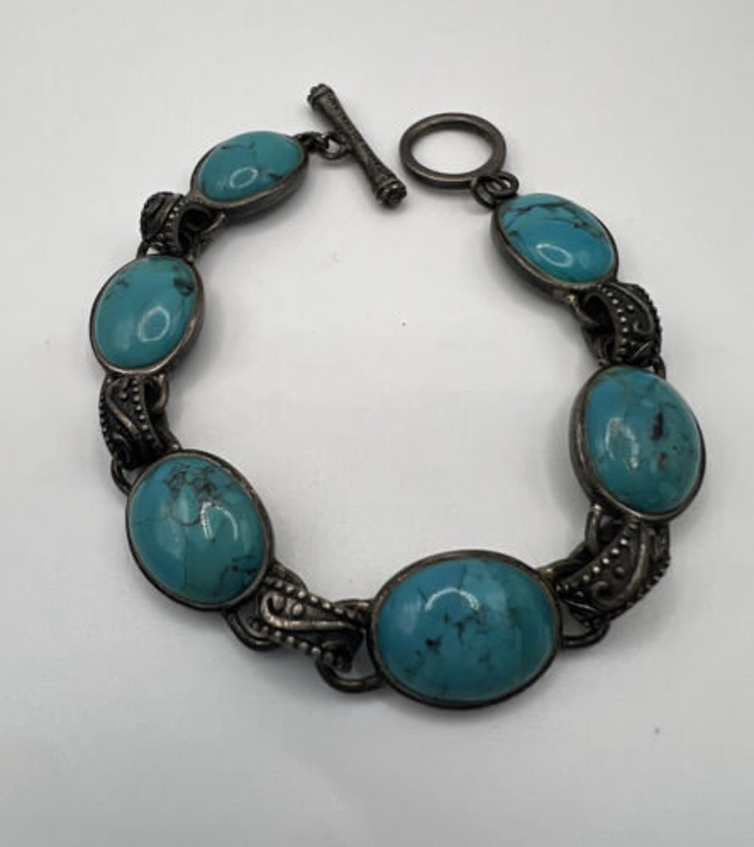 925 thai 2026 Barse 925 Thailand RARE Sterling Silver Turquoise Bracelet 7.25 Toggle Etsy