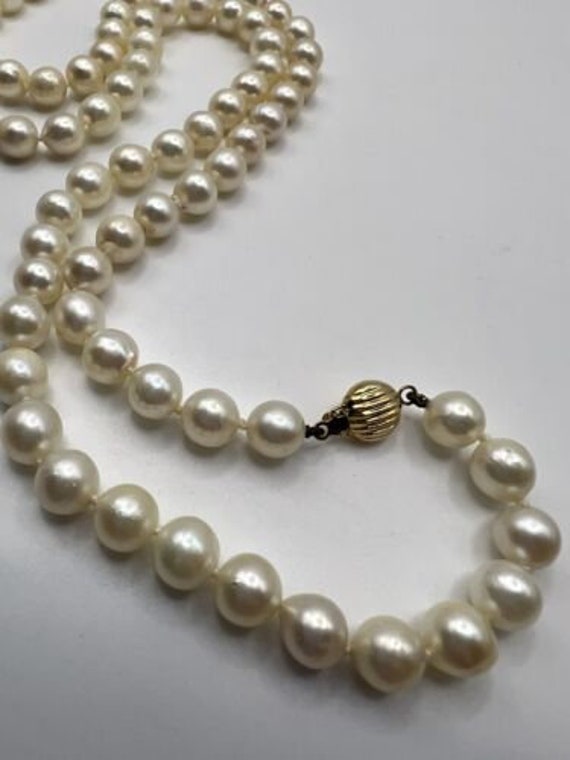 Vintage 14k Gold Clasp, Semi Baroque Pearl Long N… - image 4