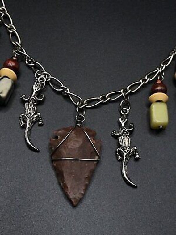 Agate Knapped Stone Arrowhead Necklace Pendant Na… - image 5