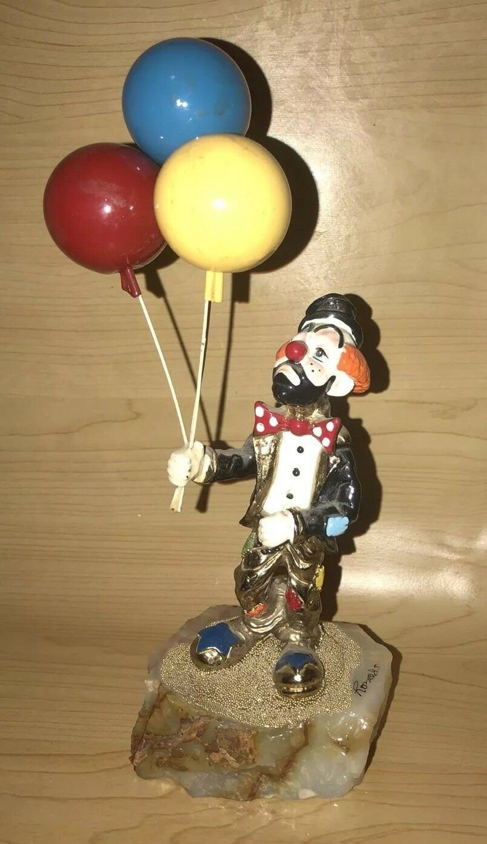 Ron Lee Clown with Balloons on Gold Quartz Signed 1985 RARE Etsy