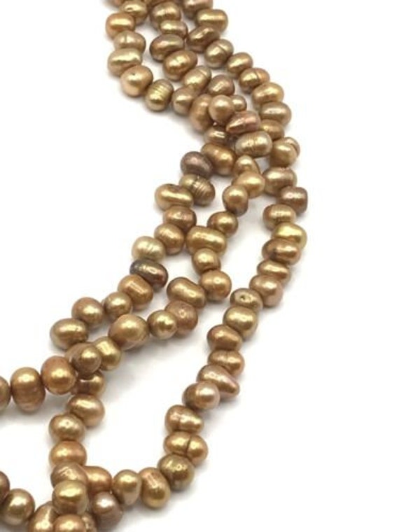 Vintage Baroque 9mm Golden Bronze 3-Strand Fresh … - image 5