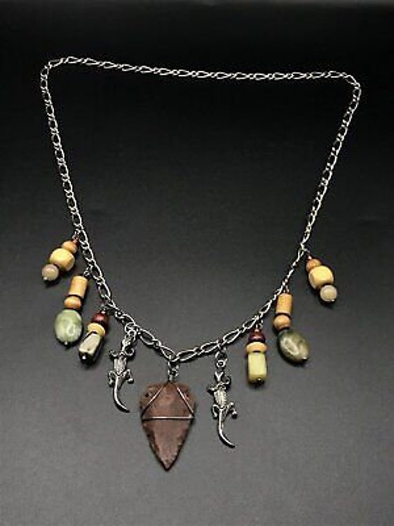 Agate Knapped Stone Arrowhead Necklace Pendant Na… - image 6