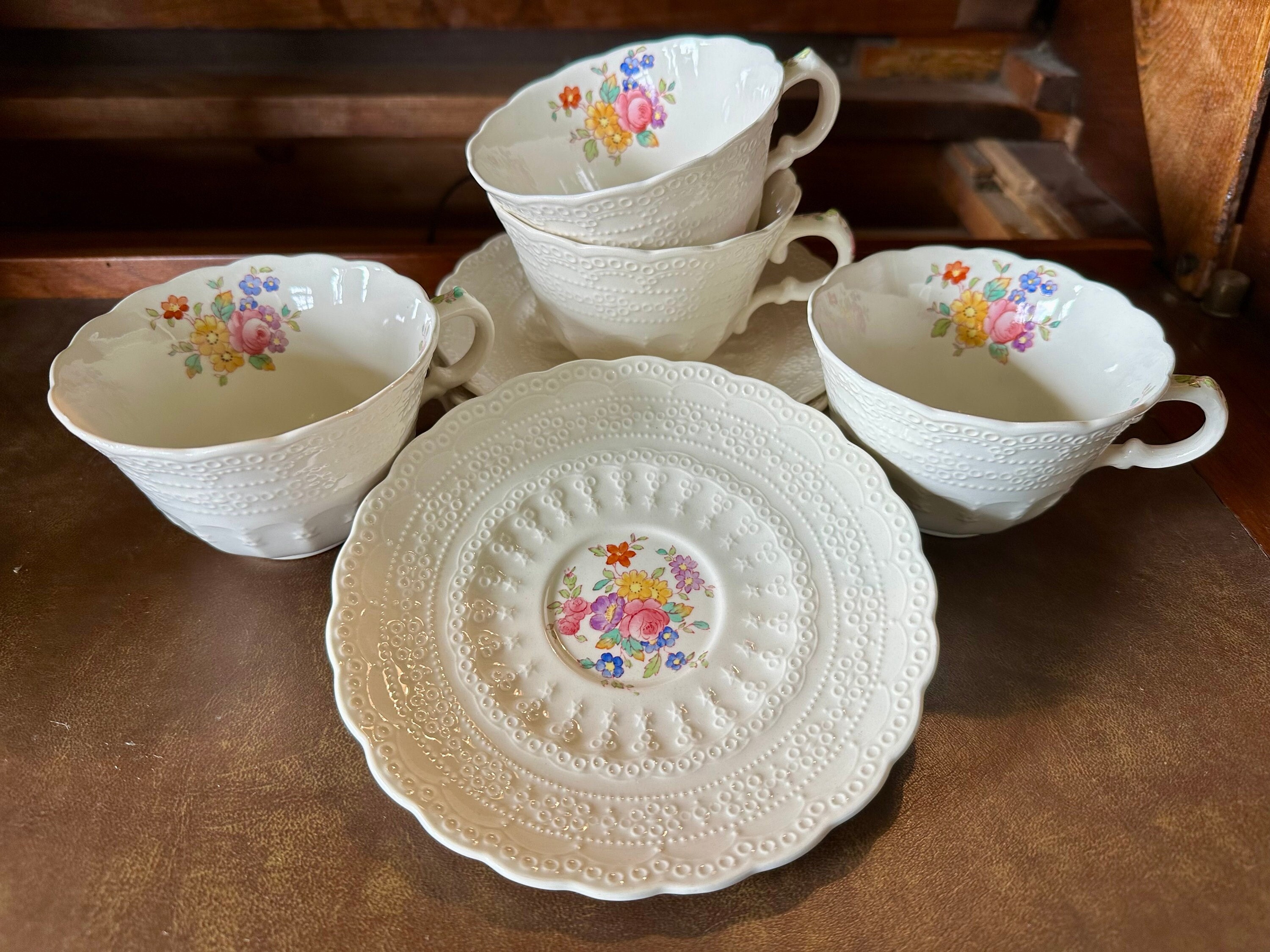 Vintage 1940s Spode Billingsley Rose Tea Cup and Saucer Set Vintage 1940s Spode Billingsley Rose Tea Cup and Saucer Set