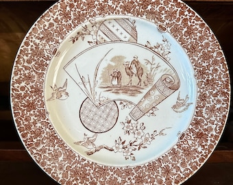 Antique 1887 Copeland “Cairo” brown transferware dinner plate