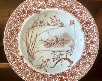 Antique Copeland Cairo Soup Bowl, Brown Transferware, 1882 Era
