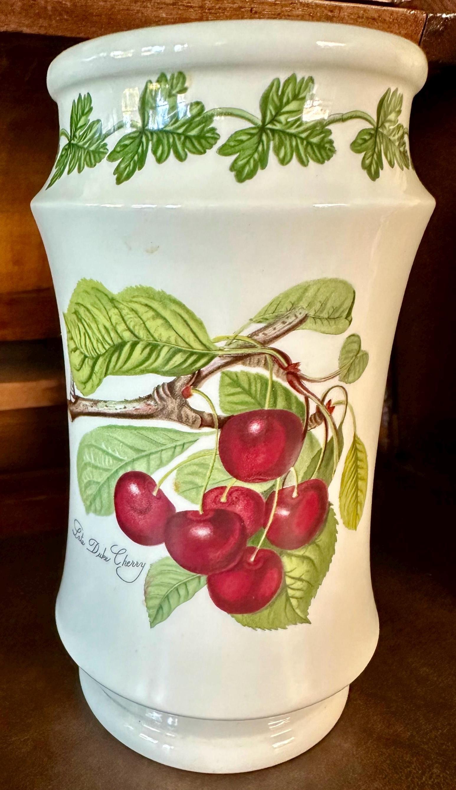 Vintage Portmeirion “Pomona” Late Duke Cherry utensil crock