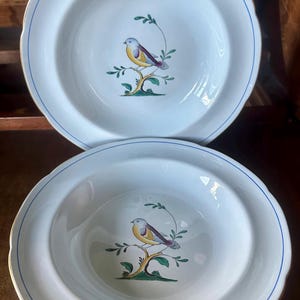 Set of Vintage Spode “queen's Bird” Wide-rim Soup Bowls