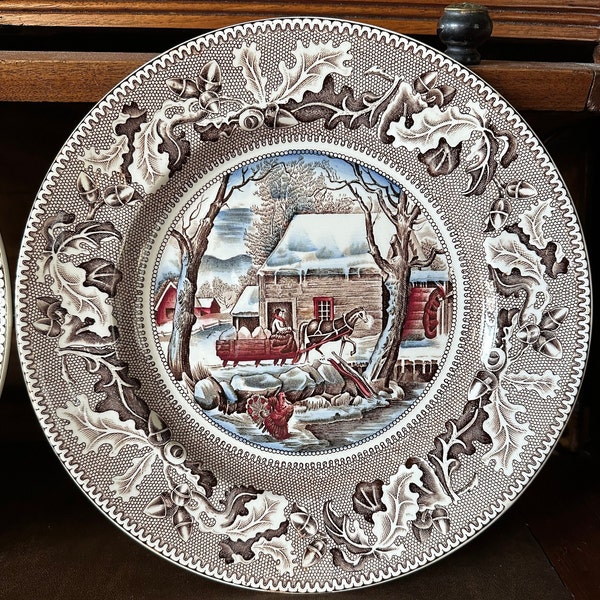 Vintage Johnson Bros. “Historic America: Thanksgiving - Frozen Up” dinner plate