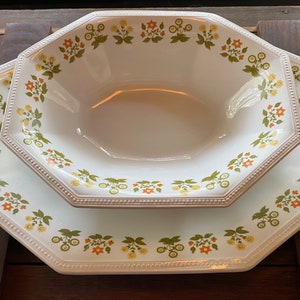 Beautiful vintage Johnson Bros. floral pattern ironstone vegetable bowl & platter set