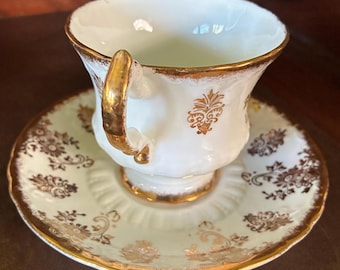 Vintage Paragon England Teacup & Saucer Gold Gilt Fine Bone China Ornate Floral Tea Cup