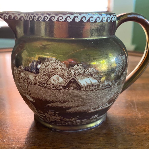 c.1920s Wedgwood “Fallow Deer” lusterware creamer jug (chip on spout)