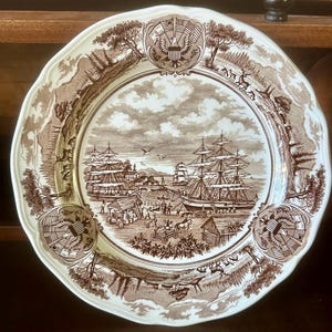Vintage J & G Meakin “American Legend” Brien transferware ironstone dinner plate