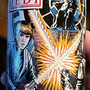 1983 Burger King/Coca Cola Return of The Jedi Luke Skywalker vs. Darth Vader character glass