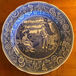 Spode Blue Room Collection &quot;Woodman&quot; blue transferware dinner plate