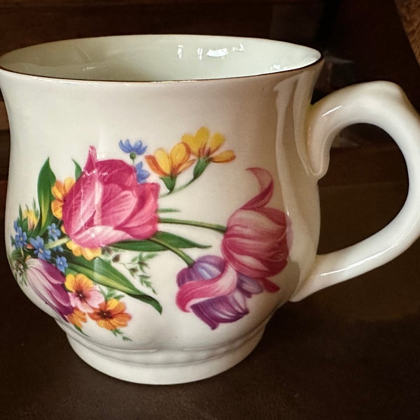 Vintage Staffordshire China floral bone china coffee mug