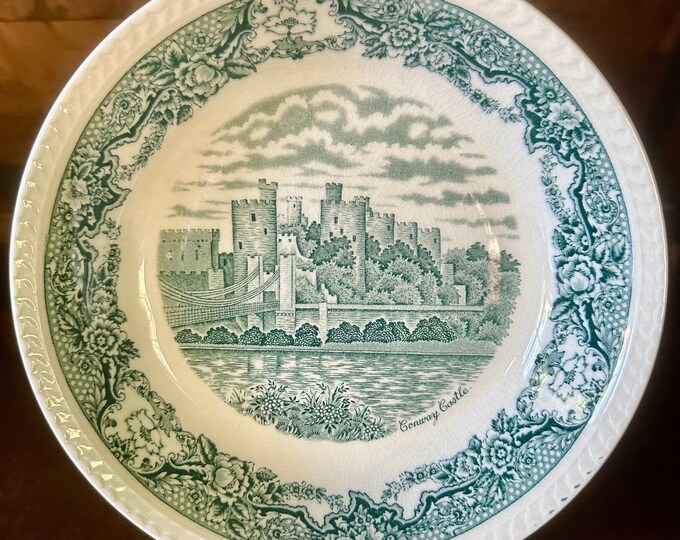 Vintage Ridgway “historic Castles” Conway Castle Green Transferware ...