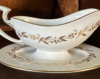 Vintage Royal Worcester “Saguenay” gilt gold gravy boat