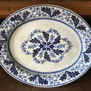 Antique c.1886 Ridgways “Deak” blue transferware serving tray