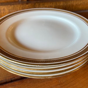Set of 4 Vintage Aynsley Gold Encrusted Porcelain 7” Dessert Plates