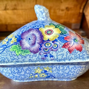 Gorgeous antique Copeland Spode “Wild Flower” covered vegetable dish