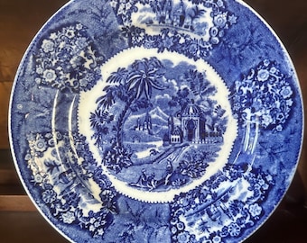 アンティーク RIDGWAY Trio (1835年頃) Antique Ridgway & Co. 1832 Blue and White Semi China Plate