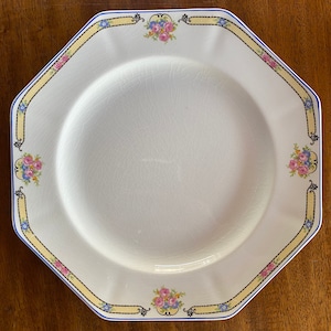 Set of 4 vintage Johnson Bros. 10” octagonal floral dinner plates