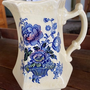 Vintage Royal Crownford &quot;Charlotte&quot; polychrome transferware pitcher/jug