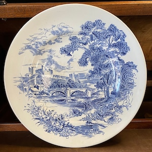 Vintage Enoch Wedgwood “Countryside” blue transferware plate
